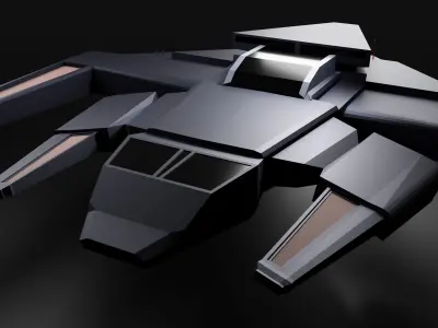 Futuristic Spaceship Low poly - 3D model Low-poly 3D model