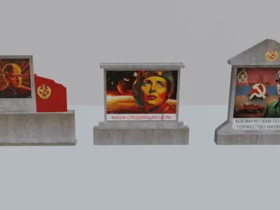 Soviet Sci-Fi Propaganda pack II Low-poly 3D model