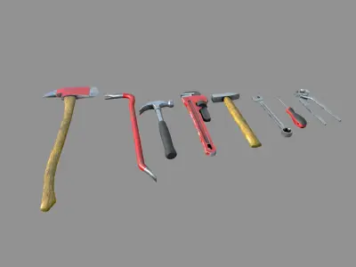 Workshop tools - Clean and dirty Low-poly 3D model