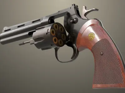 7 Black Revolvers Collection All PBR Unity UE Textures Included 3D Model Pack