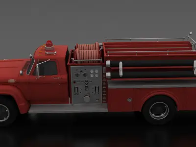 F-Series F-800 Fire Truck Unmarked 1964 Low-poly 3D model