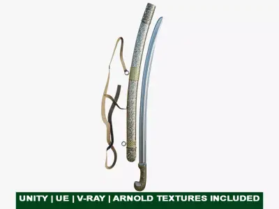 Sword 07 Game-Ready PBR Unity UE Arnold V-Ray Textures Included Low-poly 3D model