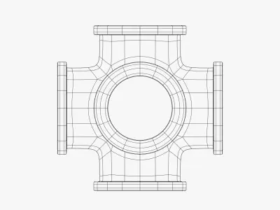 Industrial 6-Way Pipe Fitting Connector 3D model