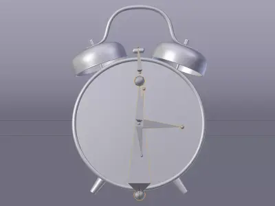 Alarm Clock - Black Twin Bell Analog Clock - Rigged 3D model