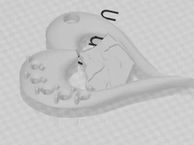 Heart pendant with a mountain scene to antique 3D print model