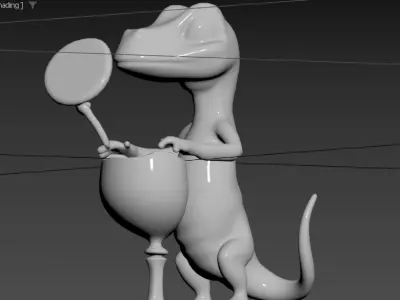 Lizard Holding Cocktail Low-poly 3D model