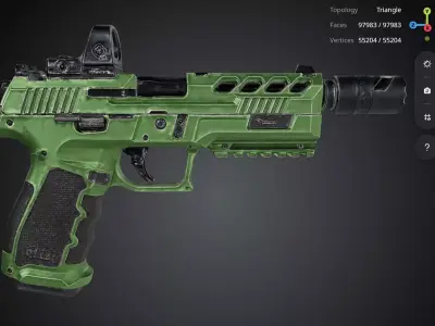 Green Pistol 3D model buy