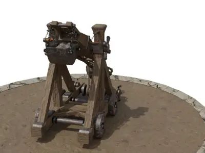 Detailed Catapult Model made in Blender - Rigged and Animated  3D model