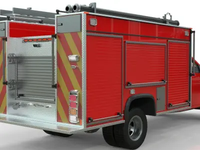  Silverado  2021 FIRETRUCK singlecab Low-poly 3D model
