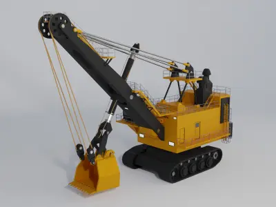 Rope Shovel Heavy Vehicle Low-poly 3D model