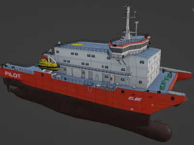 Elbe pilot station vessel 3D Low-poly 3D model