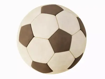 Old Leather Soccer Ball 03 3D model