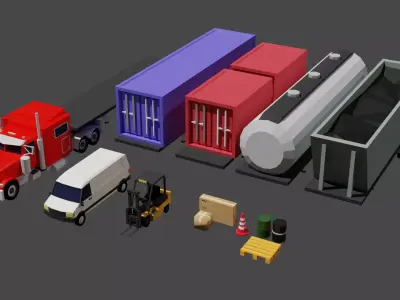 Low Poly warehouse equipment pack Low-poly 3D model