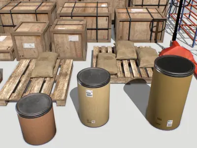 Warehouse Props Pack 1 unreal asset Low-poly 3D model