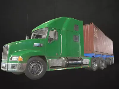 Semi Truck Container Trailer Low-poly 3D model