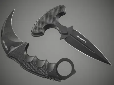 Axe Karambit Dagger Knife Weapon PBR Gameready Low-poly 3D model