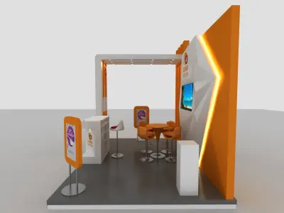 Exhabition orange and exhibition stand 3D model