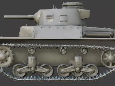 WWII Armored Combat Tank 3D Model Low-poly 3D model
