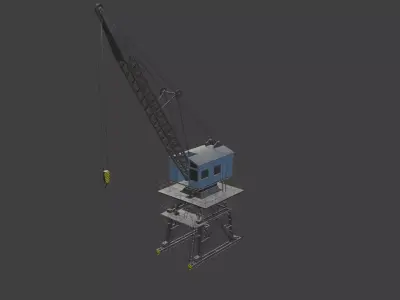 Industrial Port Crane - 4K PBR Textures - Rigged for Blender Low-poly 3D model