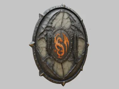 Medieval Fantasy DRagon Shield Low-poly 3D model