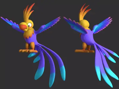 cartoon parrot bird 3D model