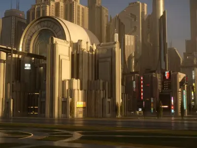 Cyberpunk City Station 3D model
