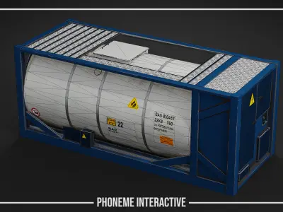 Gas Tank Container - Game Ready Industrial Asset with 4K PBR VR Low-poly 3D model