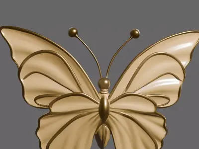 Chinoiserie Floral Butterfly Statue 3D model