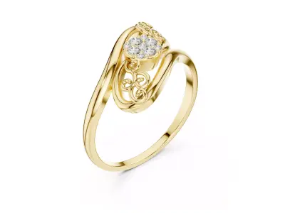 Jewelry Vintage Diamond Filigree Scroll Flowing Split Ring 3D print model
