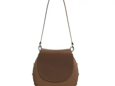 Brown Leather Saddle Bag 3D model