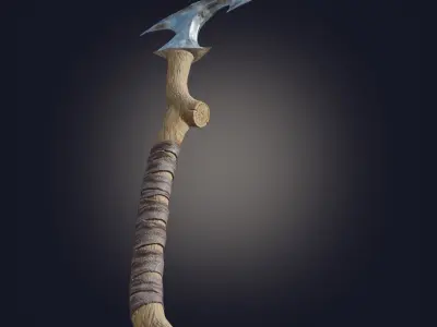 Stylized Scythe Weapon PBR low poly game ready Low-poly 3D model