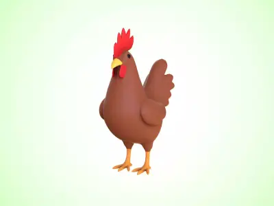 Cartoon Chicken Cute 03 Low-poly 3D model