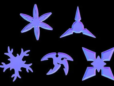 Shuriken Hard Surface for Substance Painter Vol 2  Low-poly 3D model