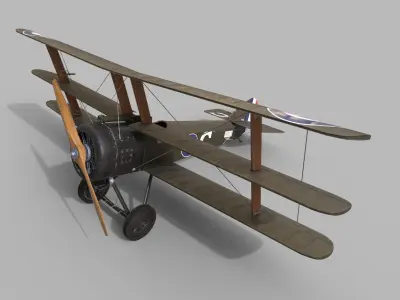 Game-Ready Sopwith Triplane Low-poly 3D model