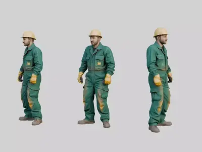 Industrial Worker Rigged and Animated Low-poly 3D model
