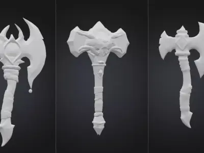 3D model Fantasy Warhammer bundle of 3 Low-poly 3D model