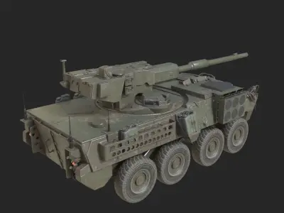 3 coatings of USA M1128 STRYKER Mobile Gun System MSG Low-poly 3D model