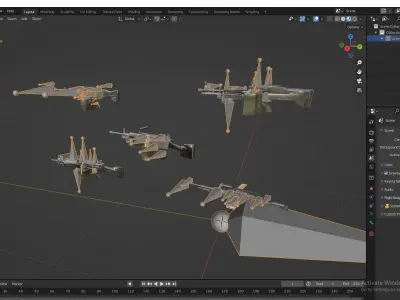 machines guns rigged pack 3D model