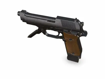Beretta 93R Machine Pistol Low-poly PBR Low-poly 3D model