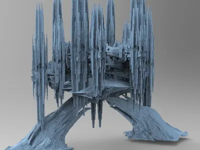 Sci fi Alien Mushroom rock city 2  3D model