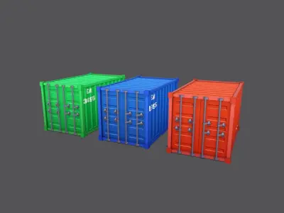 Containers Stylized Cartoon Low-poly 3D model