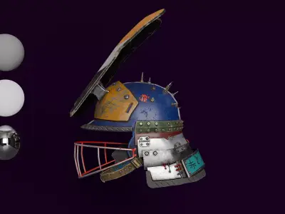 Post apocalyptic helmet Low-poly 3D model