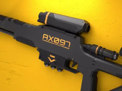 Sniper Rifle AX097 Game Ready Low-poly 3D model