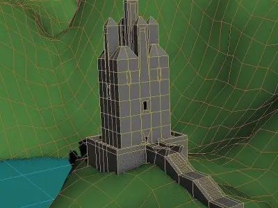 castle tower low poly Low-poly 3D model