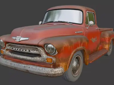 Vintage Rusty Pickup Truck 3D Model 3D model shop