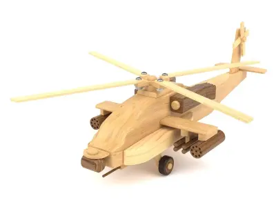 Wooden toy helicopter 01 3D model