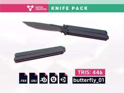 Lowpoly Knife Pack Low-poly 3D model