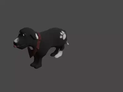 low poly dog with bandana Low-poly 3D model