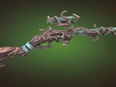 Wooden sniper rifle Low-poly 3D model