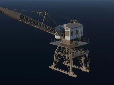Industrial Port Crane - 4K PBR Textures - Rigged for Blender Low-poly 3D model